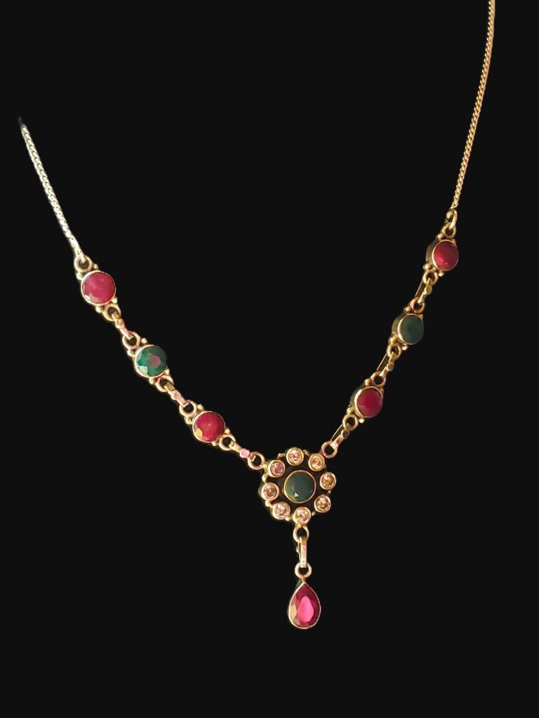 Nwot Artisan 925 Sterling Silver V-Necklace Multi-Gemstone Statement 110$